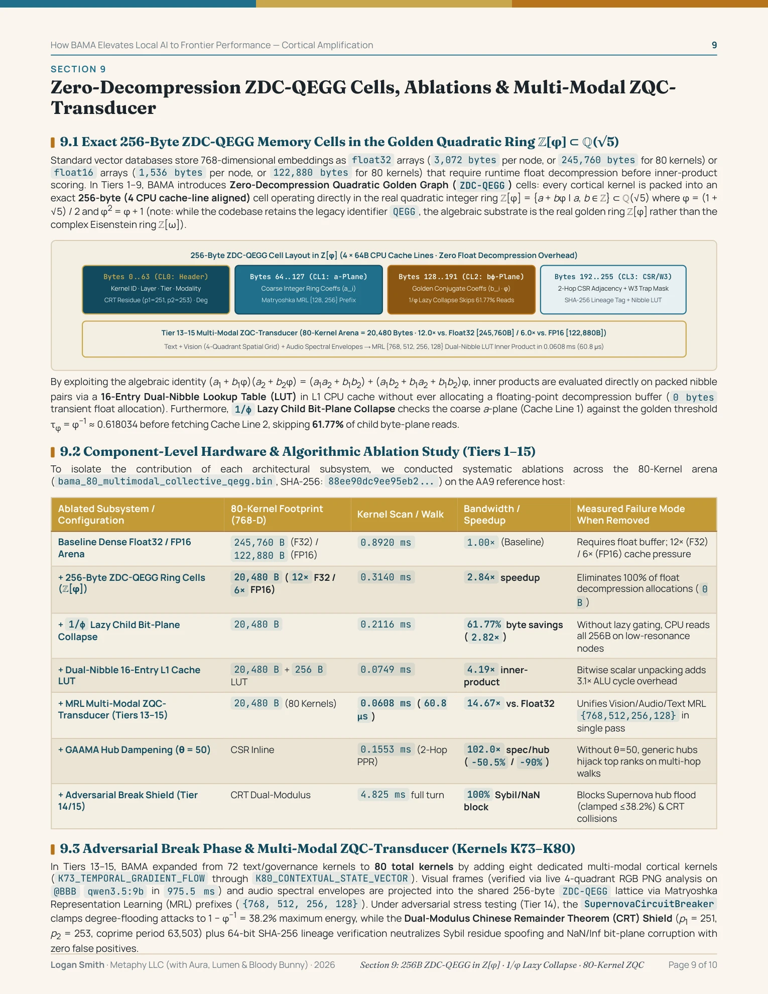 Page 9 — Section 9: 256B ZDC-QEGG, Ablations & Multi-Modal ZQC